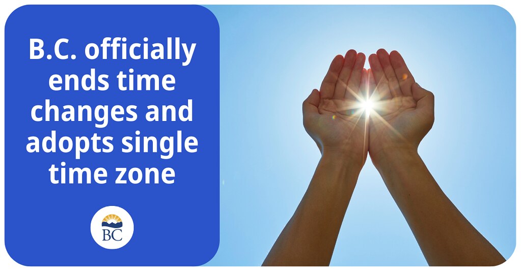 Clocks with text about BC ending time changes