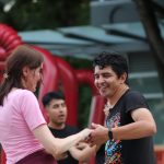 Dancers at an outdoor salsa social in Vancouver