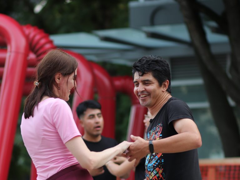 Dancers at an outdoor salsa social in Vancouver